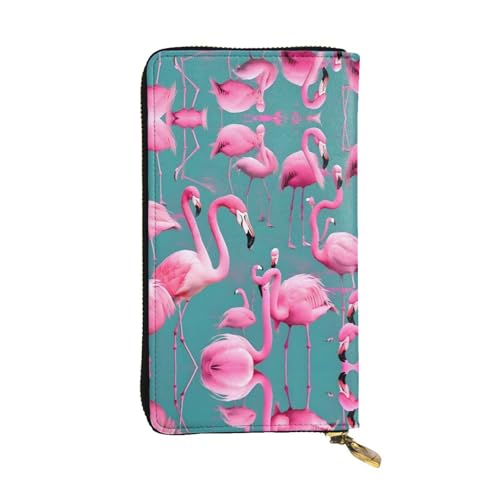 HerYng A flock of flamingos Long Zip Clutch Wallet - Unisex Phone Case with Credit Card Slots, Coin Compartment, Cash Slot