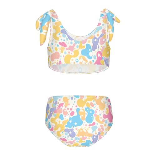 Hand Drawing Camouflage Wavy Girl Two Piecing Kids Bikini Set Quick-Dry Swimsuit Swimming Suits Adjustable Shoulder Strap2