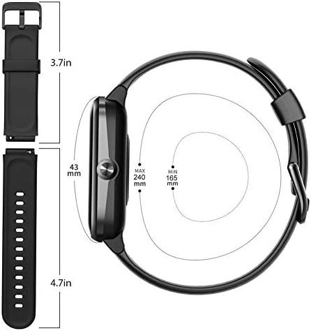 ZURURU Soft Silicone Smart Watch Replacement Bands Straps 19mm for Veryfitpro ID205L, ID205S, ID205U, ID205 Fitness Watch Black