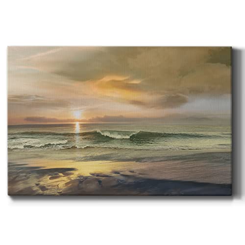 Renditions Gallery Canvas Nature Wall Art Home Paintings Peaking Sun Ocean View Coastal Wrapped Canvas Modern Decorations for Bedroom Dining Living Room Office Home Kitchen Wall Hanging - 12"x18"