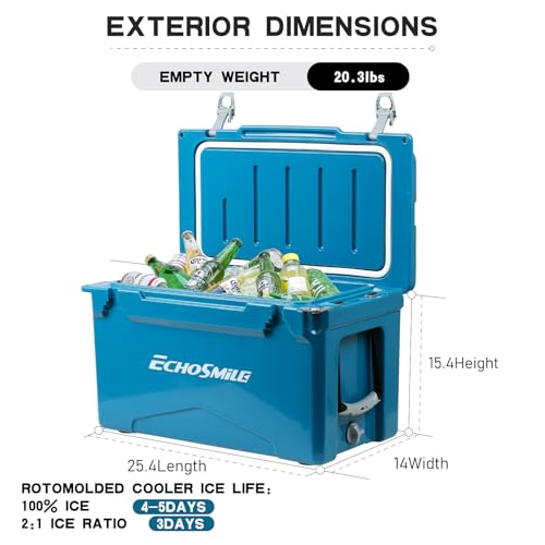 Image of EchoSmile 25 /30 /35 /40 /60 /75 Quart Rotomolded Cooler, Built to Stand up to The Rigors of The Journey