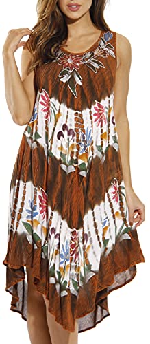 Riviera Sun 21663-ORG-3X Summer Dresses/Swimsuit Cover Up Orange
