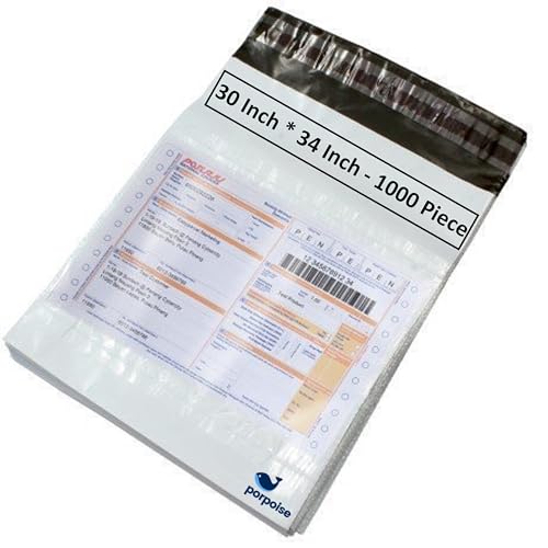 Image of Porpoise Tamper Proof Courier Bags 30 inch x 34 inch 1000 Pieces White Poly Mailers Self Adhesive Shipping Bags with POD Jacket for Ecommerce Packaging Parcel Packing (1000, 30 Inch * 34 Inch)