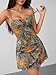 Milumia Women's Vintage 90s Mini Dress Spaghetti Strap Boho Mesh Short Dresses Allover Sun Print Multicolor Small
