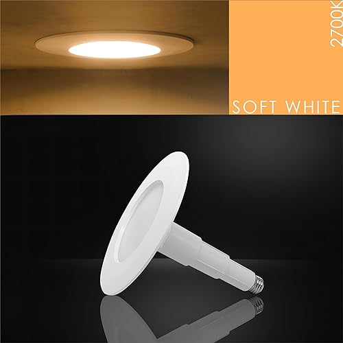 Image of Jolux 4-Pack 5 /6 inch LED Can Lights Retrofit Recessed Lighting,12W=60W,2700K SoftWhite,800 Lumens,Dimmable Adjustable Retrofit Downlight,ETL,Damp Rated,Simple Installation Can Lights,Bevel Trim