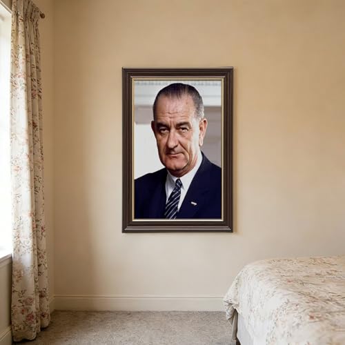 Portrait Lyndon B Johnson Impression sur Toile Décoration Bureau Cadre