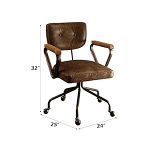 Acme hallie leather swivel office chair in vintage brown  urban country home decor