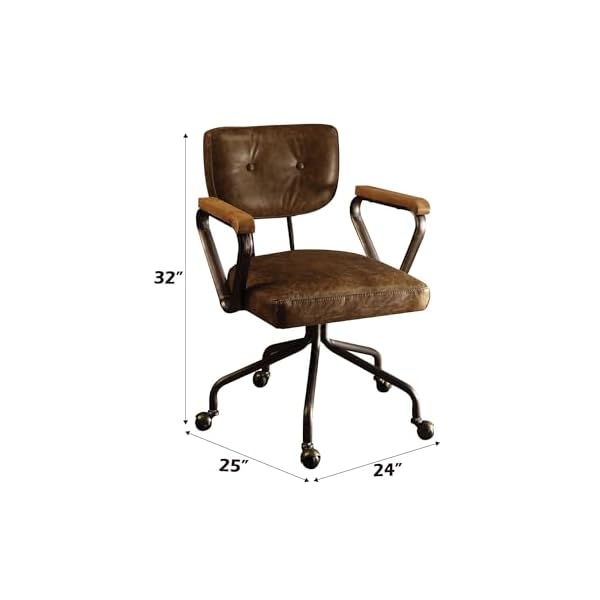 Acme hallie leather swivel office chair in vintage brown  urban country home decor