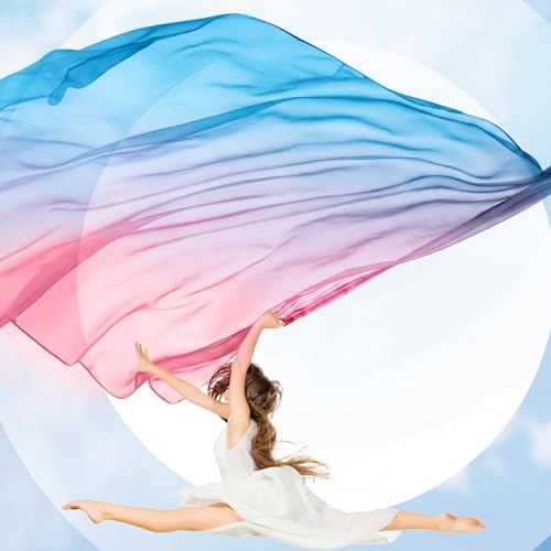 Image of Jecery 2 Set Worship Flags for Dance Church 35''x55'' Praise Dance Worship Flags with Scalable Rod Angel Wing Banner with Sticks Ministry Streamer Banner for Performance (Pink-Purple-Blue)
