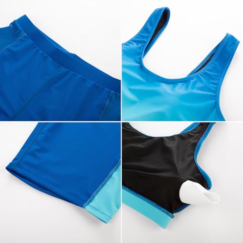 Image of JACK SMITH Women's 3 Piece Long Sleeve Rash Guard Swimsuits Zip Front Bathing Suit Tankini Swimsuits UPF 50