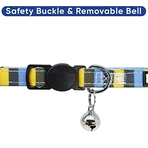 Pawtitas Pet Multicolor Cat Collar With Safety Buckle And Removable Bell Cat Collar Kitten Collar Blue / Yellow / Green Cat Collar #TOP2