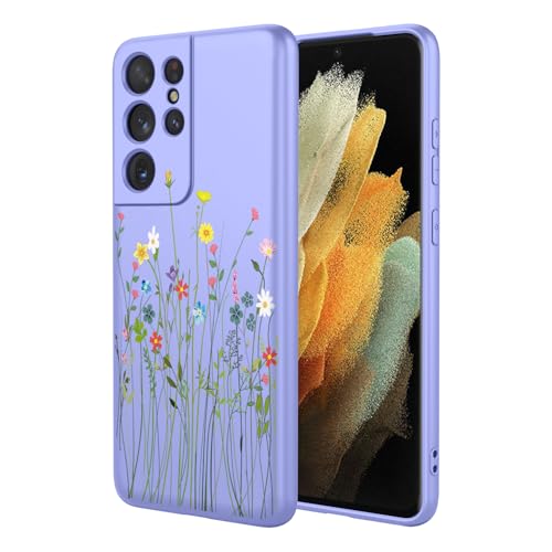 Coque Galaxy S21 Ultra antichoc en TPU souple motif floral Violet Fleur
