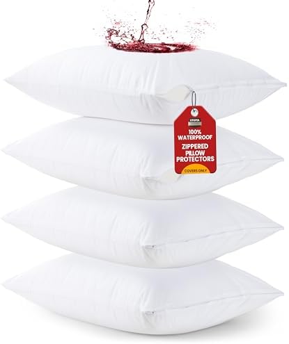 Utopia Bedding Set of 4 Waterproof Pillow Protectors with Zipper ...
