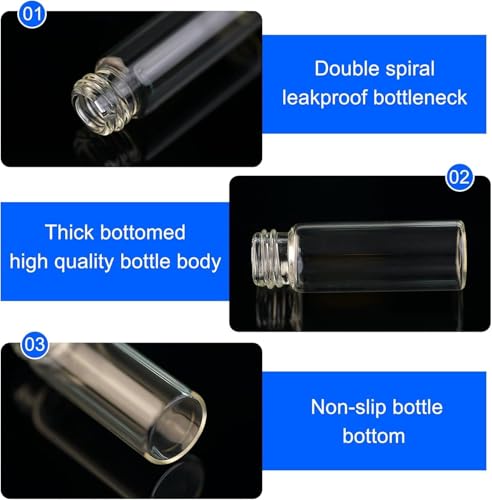 Image of Bello 40pcs-20ml Clear Glass Vials Culture Tube with Screw Caps and PE Stopper, Leak-Proof Glass Bottles Containers for Cosmetics Perfume Making Lab Laboratory - High Borosilicate Glass