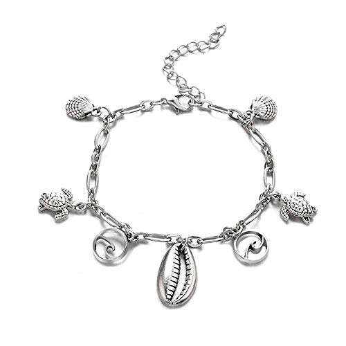 Preisvergleich Produktbild Ogquaton Fußkettchen Frauen Turtle Wave Muschel Quaste Fußkettchen Armband langlebig und nützlich