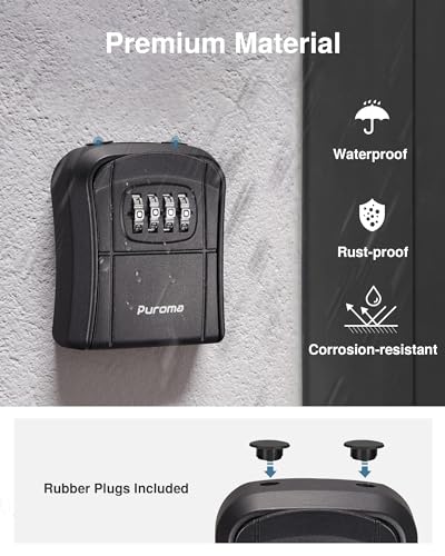 Image of Puroma Key Lock Box - Portable Combination Lockbox, Wall-Mounted Storage for House Keys, Resettable Code Safe for Home, Office, Apartment (2 Pack, Pure Black)