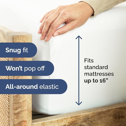 King Fitted Sheet - Single Fitted Sheet Only - 8-16" Deep Pockets - White - 2
