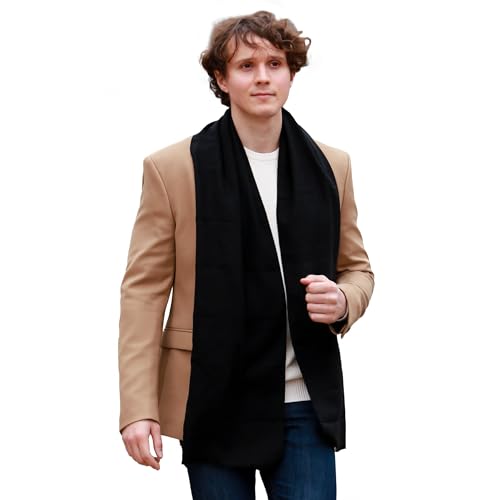 FULLRON Mens Winter Scarf Black Soft Warm Long Lightweight Scarves