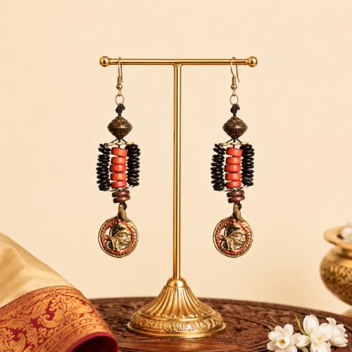 Image of Handcrafted Tribal & Dhokra Art Earrings Collection for Women - Royal Boho Statement Designs in Brass, Wooden, Beaded & Geometric Styles