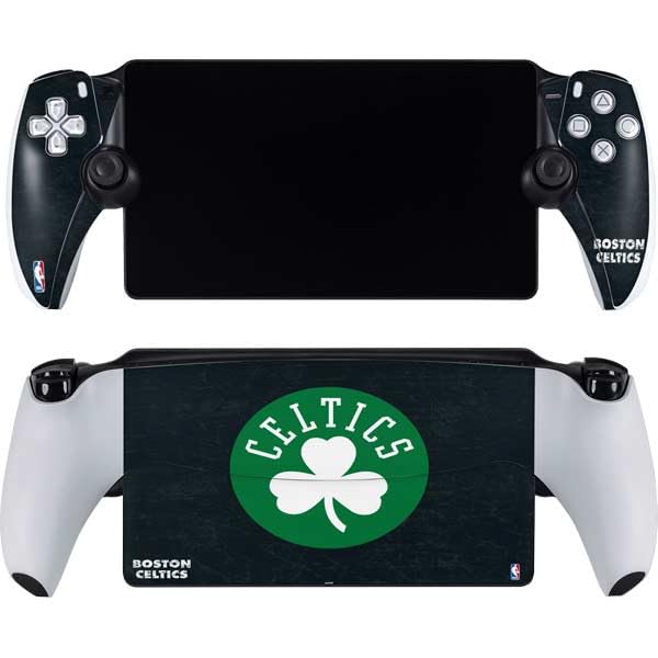 Skinit Decal Gaming Skin Compatible with PlayStation Portal Remote Player - Officially Licensed NBA Boston Celtics Black Secondary Logo Design