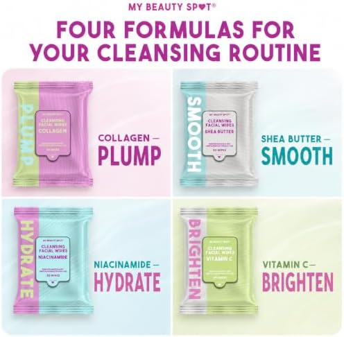 My Beauty Spot Cleansing Facial Wipes 4 Pack, 120 Makeup Remover Wipes, Face Wipes for Women, Travel Facial Cleansing Wipes, Collagen Shea Butter Niacinamide Vitamin C - 2