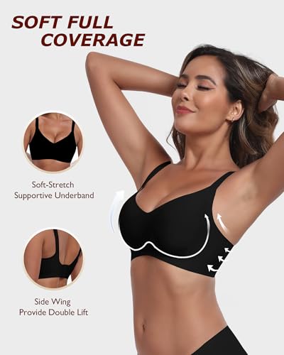 Image of Wireless Comfortable Seamless Soft Bras for Women Full Coverage Push Up Everyday No Show Bra