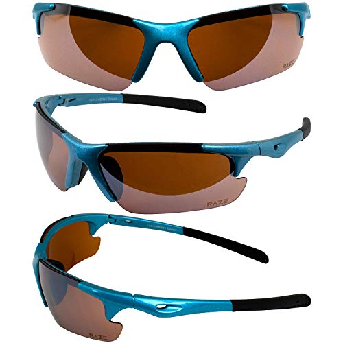 Raze Eyewear Peak Sport Frameless Sunglasses Metallic Turquoise Frame High Definition HD Lens4