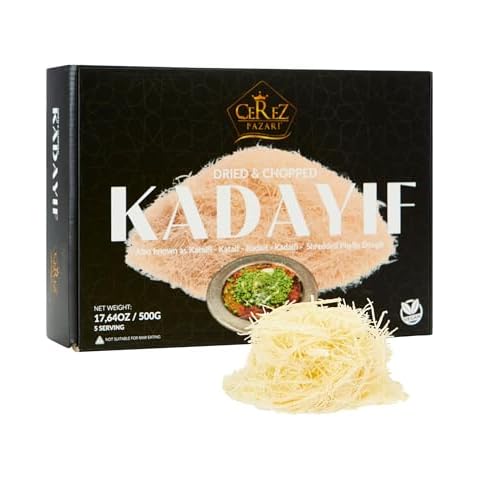 Cerez Pazari Kataifi Shredded Fillo Dough, Shredded Phyllo Dough Kataifi, Ingredient for Dubai Chocolate Bar Pistachio, Raw Dried & Chopped Kataifi Pastry, Knafeh Kadayif Shredded, Kunafa Dough 500g (1.1lb) Cover