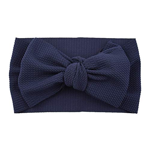 Baby Girl's 8'' Soft Big Bow knot Nylon Headband Toddler Hairband for Photography Travel Party Festivals (Navy Blue)