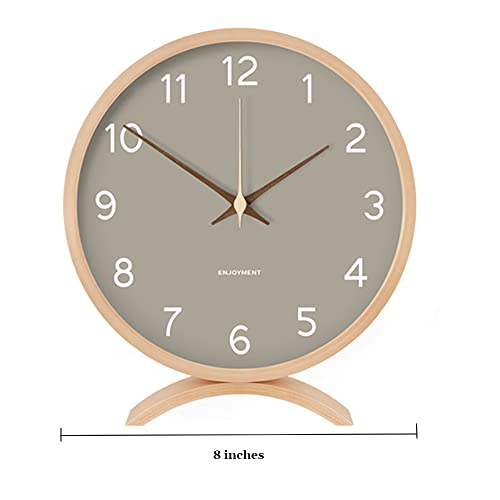 Reloj de mesa silencioso Maxspace de madera gris, ideal para decoración de salón 7