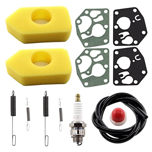 MCHNIC 2x Luftfilter 698369 für Briggs & Stratton Quattro Motoren 3,5-4,5 PS 450 500 550 Series 698369 4216 5088 5099 Rasenmäher mit Reglerfedern 691859 692211 Membran 495770 795083 Primerpumpe 694394