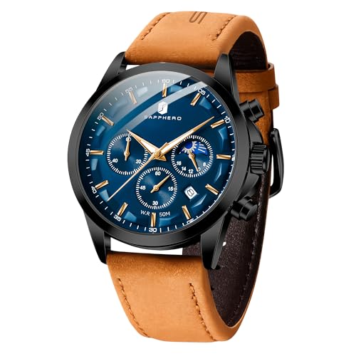 SAPPHERO Chronograph Leather Strap Watch