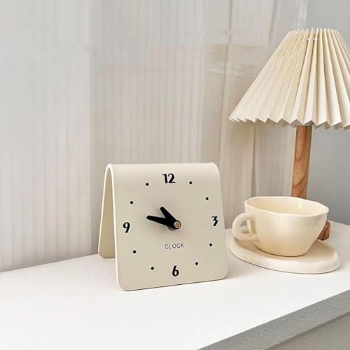 Beige Silent Analog Mini Desk Clock