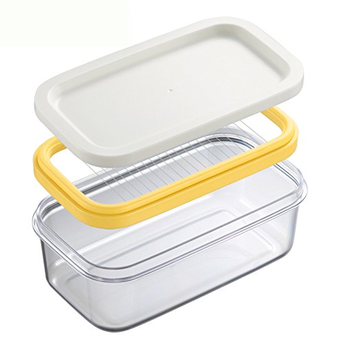 Butter Dish with Seal Cover and Cutter for Refrigerator Table Countertop, 6.7 X 3.9 X 2.8 in