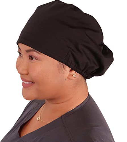 Image of Sparkling EARTH Riley Medical Scrub Caps with Flat Front and Roomy Back - Adjustable Cord Lock Closure