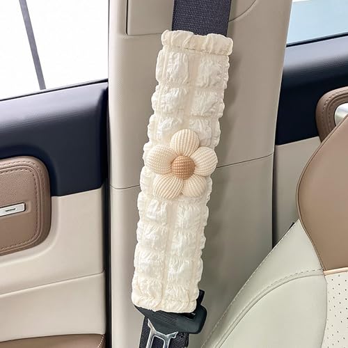 Image of Car Seat Belt Cover Pad, 2 Pack Flower Car Accessorie Seatbelt Covers Cushion Neck Shoulder Strap Protector Universal Seat Belt Cover for Adults and Kids (Texture Flower)