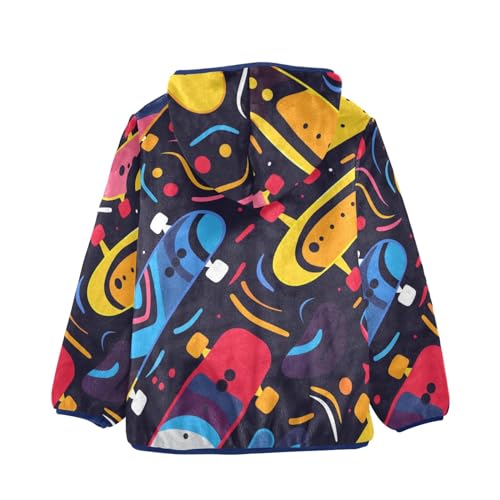Boys Girls Fleece Jacket Colorful Skate Graffiti Kids Warm Hooded Outwear Coat2