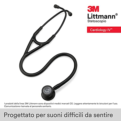 Image of 3M Littmann Cardiology IV Diagnostic Stethoscope, 6163, More Than 2X as Loud, Weighs Less, Stainless Steel Black-Finish Chestpiece, 27 inch Black Tube, Stem, and Headset (Pack of 3)