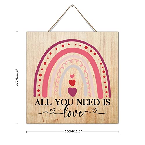 Panneau en bois All You Need Is Love : déco murale chambre bois 30 cm