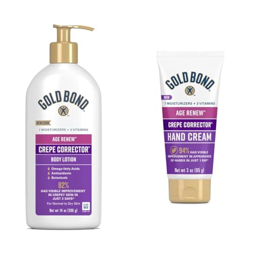 Gold Bond Age Renew 14 oz Crepe Corrector Body Lotion & 3 oz Hand Cream Bundle, Replenishing & Smoothing Formulas
