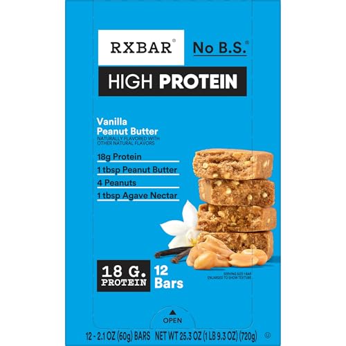 RXBAR High Protein Bars, 18g Protein, Gluten Free, Protein Snacks, Vanilla Peanut Butter, 25.3oz Box (12 Bars) - image 8