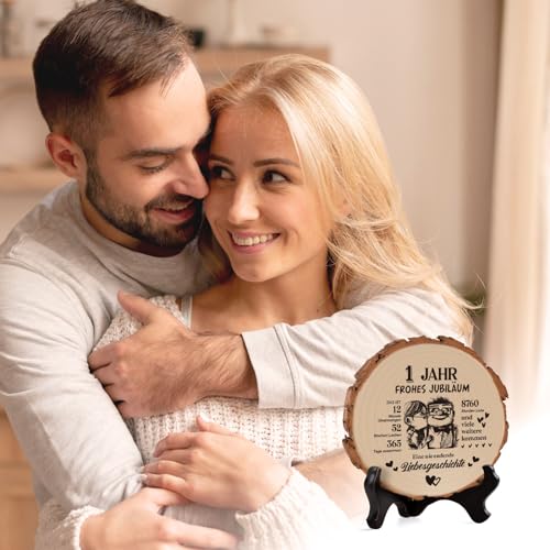 1 Hochzeitstag Geschenke - Holzplakette, 1. Hochzeitstag Geschenke für ihn ihr, Glücklich 1. Jahrestag Geschenk für Frau Mann Paare Ehemann Frauen Männer