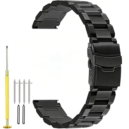 Image of Juntan 18mm 20mm 21mm 22mm 24mm 26mm Classic Stainless Steel Watch Band Silver Black Grey Blue Gold Brushed Metal Watch Strap for Women Men Watch Replacement Band Double Buckle