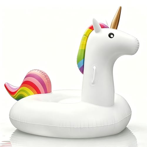 Giant Unicorn Inflatable Pool Float 200 * 100 * 90cm Pool Floating Raft Water Float Beach Floaties Lounge Large White Pool Inflatables for Adults Women 14+ Summer Pool Lake Beach Water Swim Party Toy