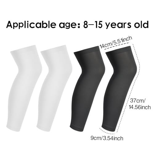 2 Pairs Leg Sleeves for Kids, Long Compression Basketball Leg Sleeve for Youth Boy Girl2