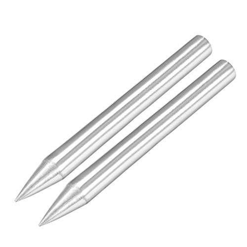 Image of uxcell 7.3x80mm Lead-free Soldering Iron Tip Replacement Solder Conical Tip Welding Equipment for Soldering Silver 100W 2pcs