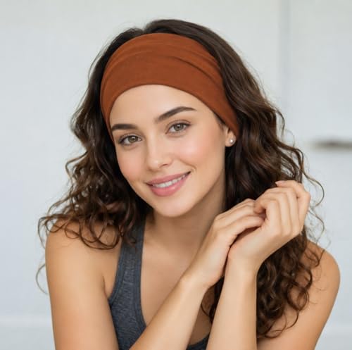 Image of XFYT Trendy Fashion Hairbands for Men and Women | Super Soft Sporty Wide Gym Workout Yoga Headband (Cocoa Brown)