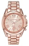U.S. Polo Assn. Women's Rose Gold Chronograph-Style Watch – Polished Finish with Roman Numerals, Durable Metal Bracelet, and Quartz Movement for Stylish Everyday Wear