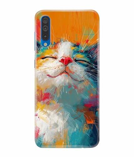 Image of Printed Hard Back Case Cover & Compatible for Samsung Galaxy A50 / Samsung A50S / Samsung A30S | Cat Painting Art (Multicolor) - D1191