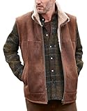 Mens Sheepskin Lined Leather Vest, Leather Cowboy Vest for Men Western Style, Sherpa Lined Leather Vest men (US, Alpha, X-Large, Regular, Regular, Leather Sherpa Vest men)